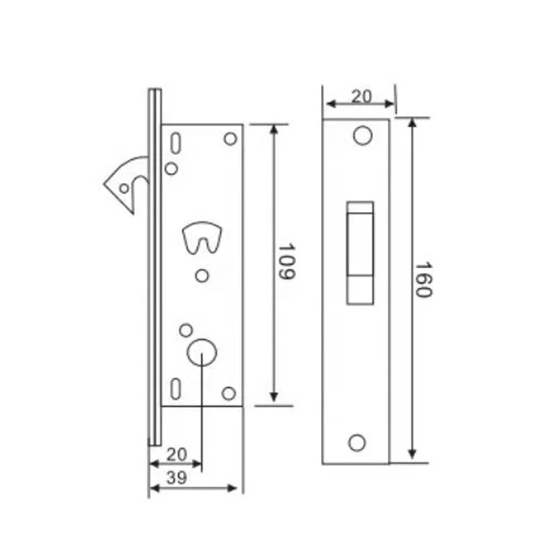 Stainless steel panel latch mortise entry door lock dead bolt security mortise  door locks with key