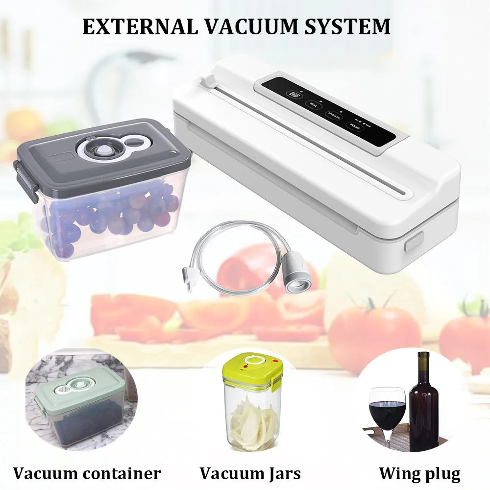multi-functional 2in1 bag and jar white chef preserve food vacuum sealer machine household
