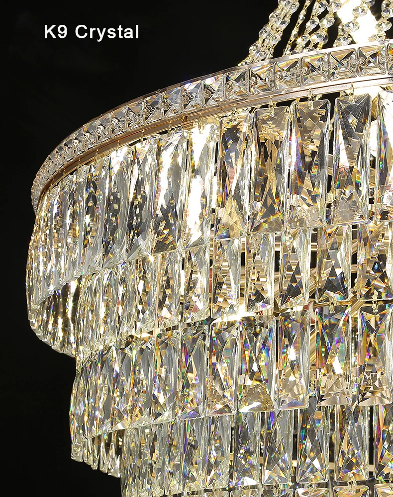 High ceiling Long stair big chandelier Lighting Fixture Decorative Hotel Lobby Staircase Villa large Crystal Chandelier Luxury