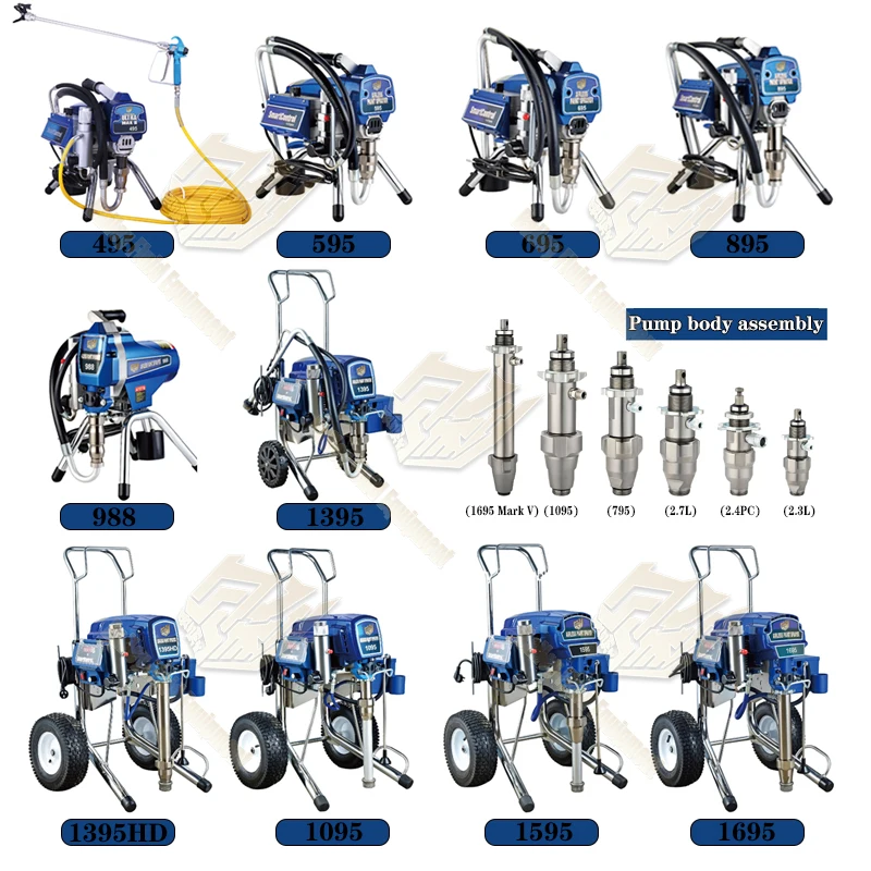 Factory direct sale 6L/min 110v 60Hz 4100w 1695 Hi-boy electric piston pump hvlp airless paint sprayer for putty spray