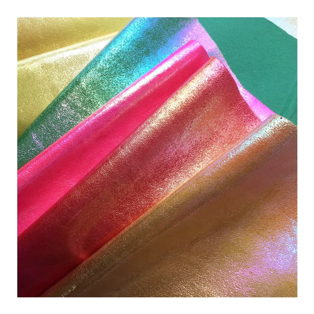 0.55MM Holographic Rainbow Soft Vinyl Waterproof Gradient Laser Reflective Burst Texture Faux Leather Vinyl For DIY Handbag