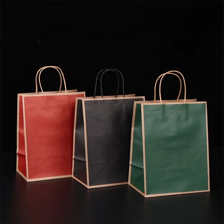 Manufacturer Direct Wholesale Support Custom Printed Your Own Logo White Brown Kraft Gift Craft Shopping Paper Bag With Handles