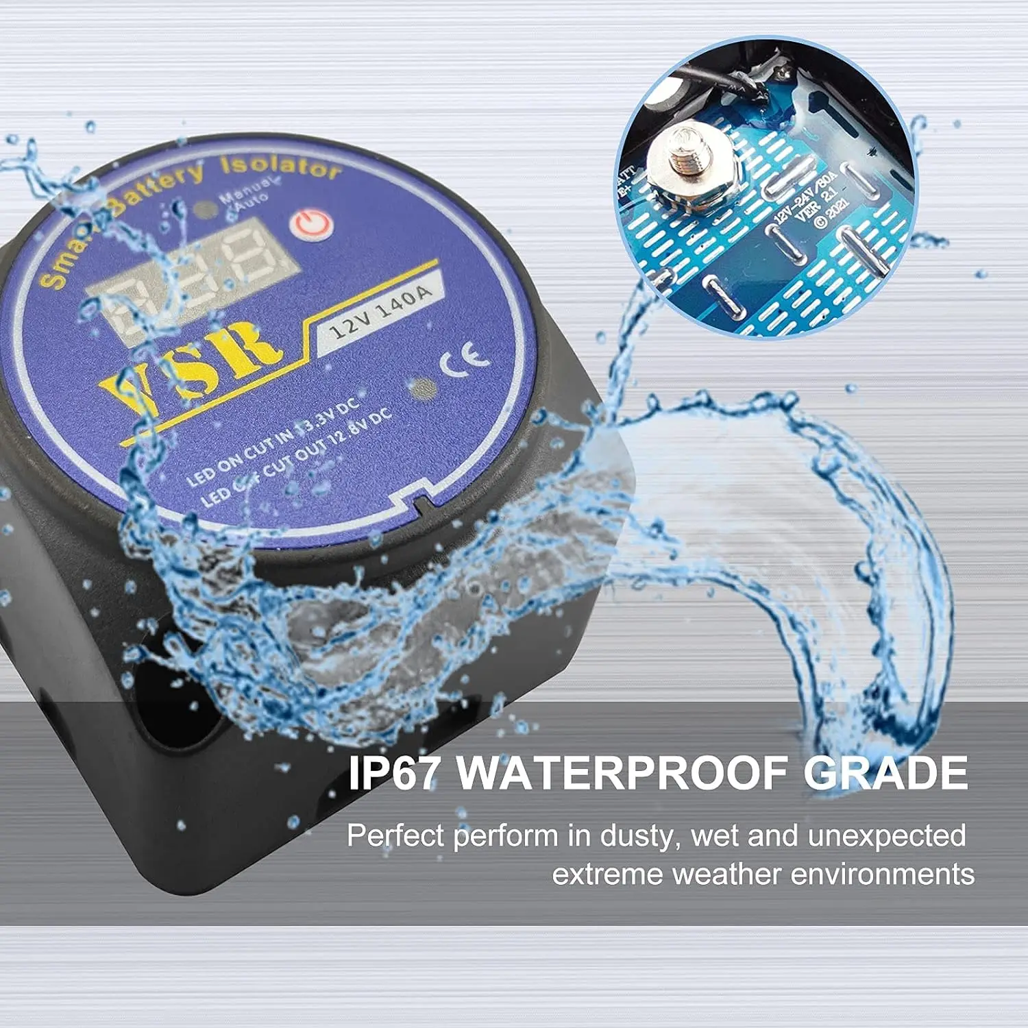 Dual Battery Isolator 12V 140Amp Manual and Auto modes Voltage Sensitive Relay VSR Compatible with RV Marine Car Vehicle Truck