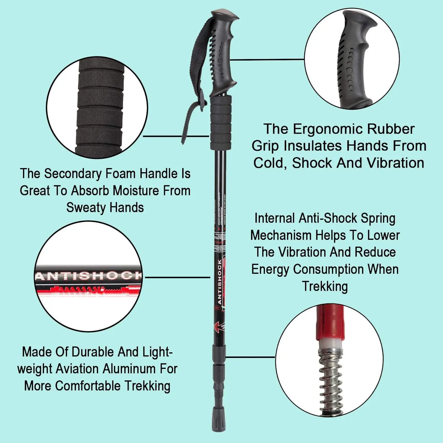 Aluminum Alloy Lightweight Adjustable Trekking Pole Walking Stick Alpenstock for Women Men Kids Children Walking Sticks Cane
