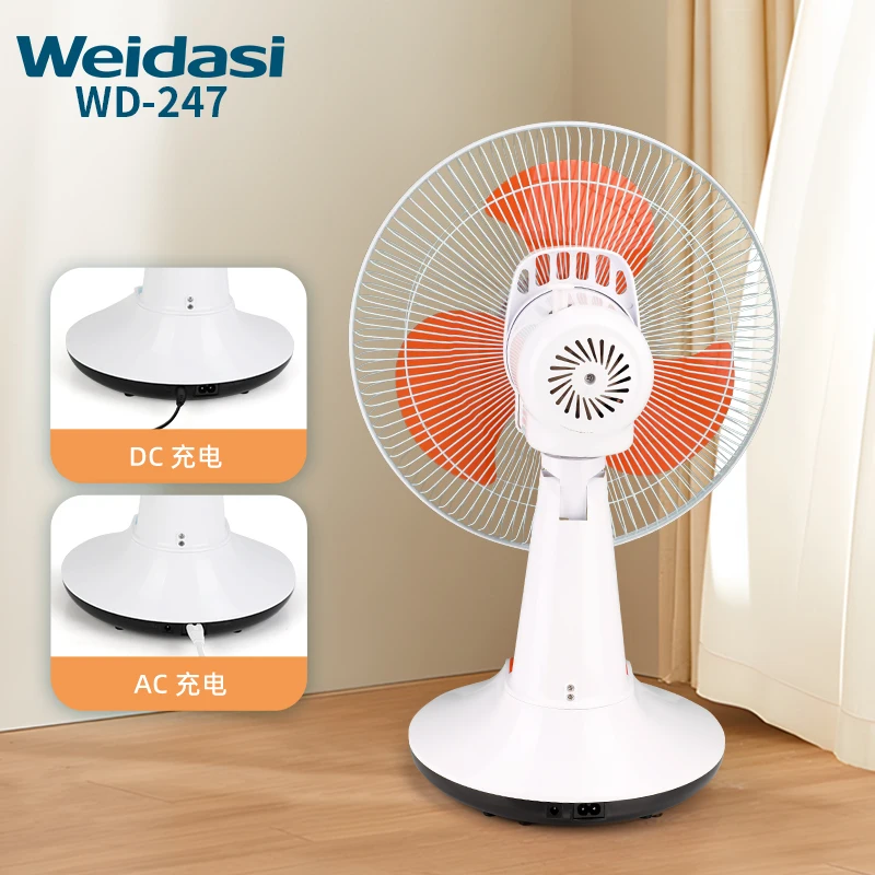12 inches Rechargeable Emergency Fan Table Fan with Led Light AC DC Charging Port