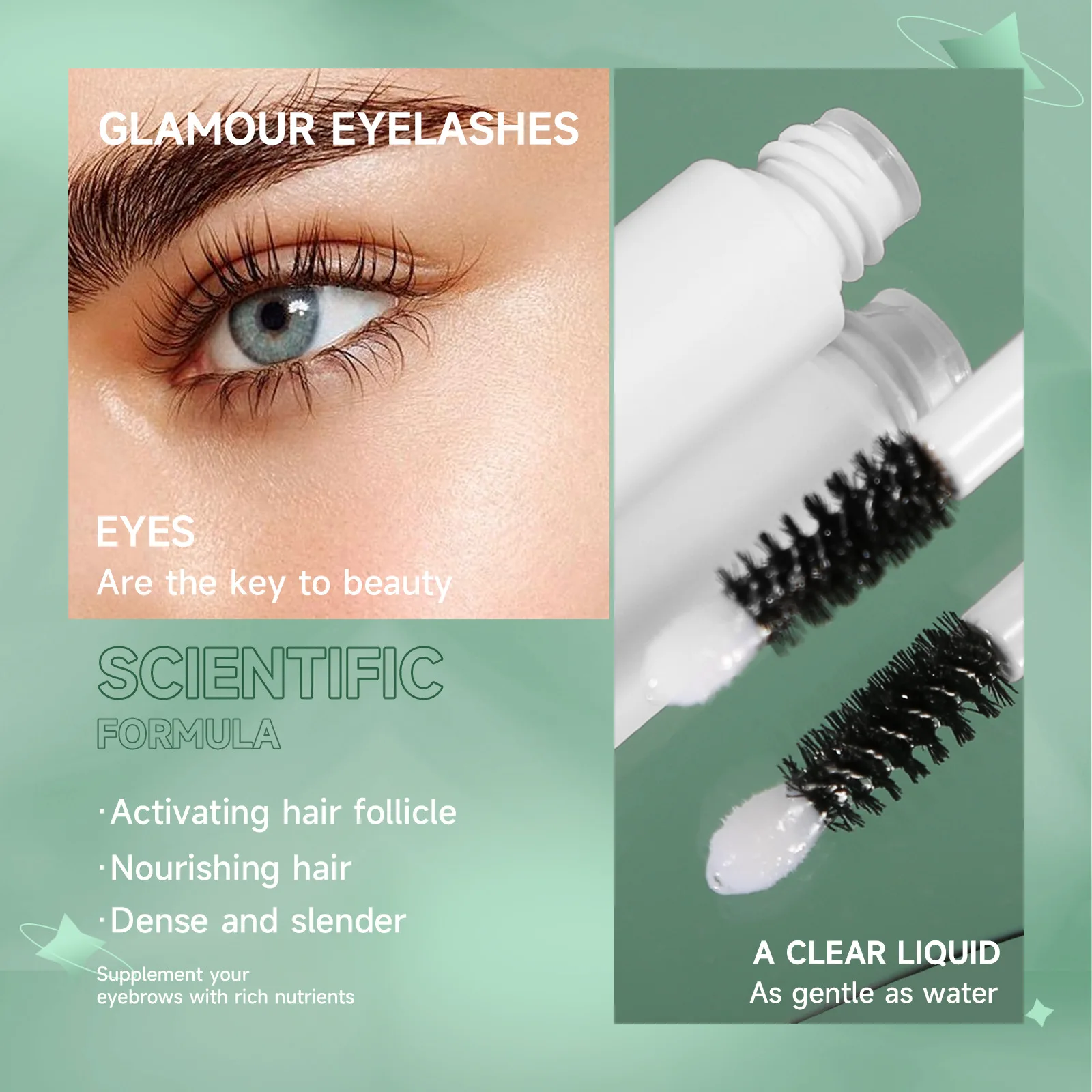 Eyelash growth Nutrient Mascara for Eyelash Lengthening Thickening Gentle Curling Natural Cream Formula for Long Black Eyebrows