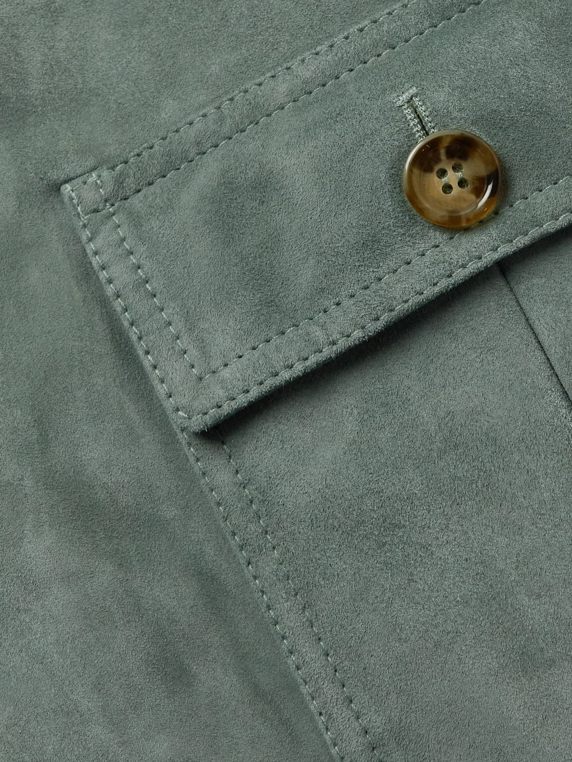 Fashion Solid Color Button Up Flap Pockets Simple High collar Coat Suede Jacket For Men
