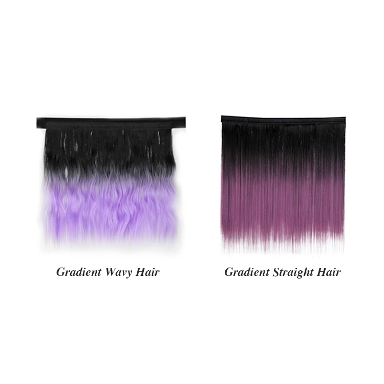 Wholesale chemical fiber wig 20inch Gradient straight hair simulation synthetic hair wigs hat