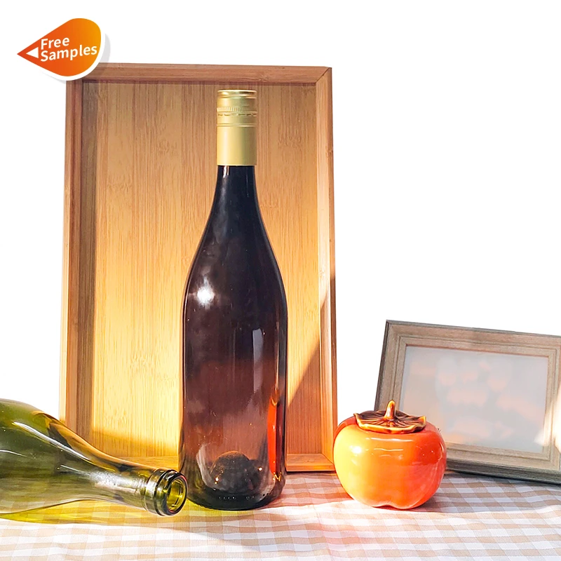Empty 750ml Dark Green Champagne Bottle Burgundy Red Grape wine Glass Bottle With Screw Lid Logo printing