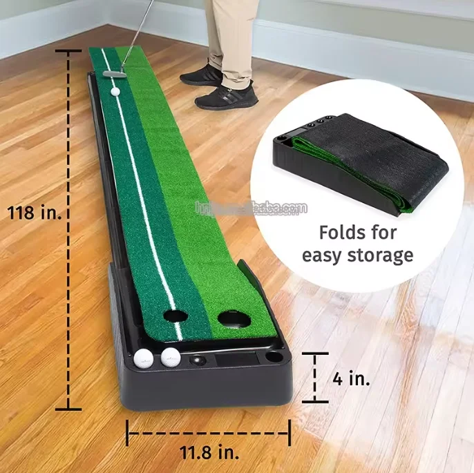 Attractive PriceCustom Indoor Golf Putting Green Portable Mat with Auto Ball Return Function Mini Golf Practice Training Aid
