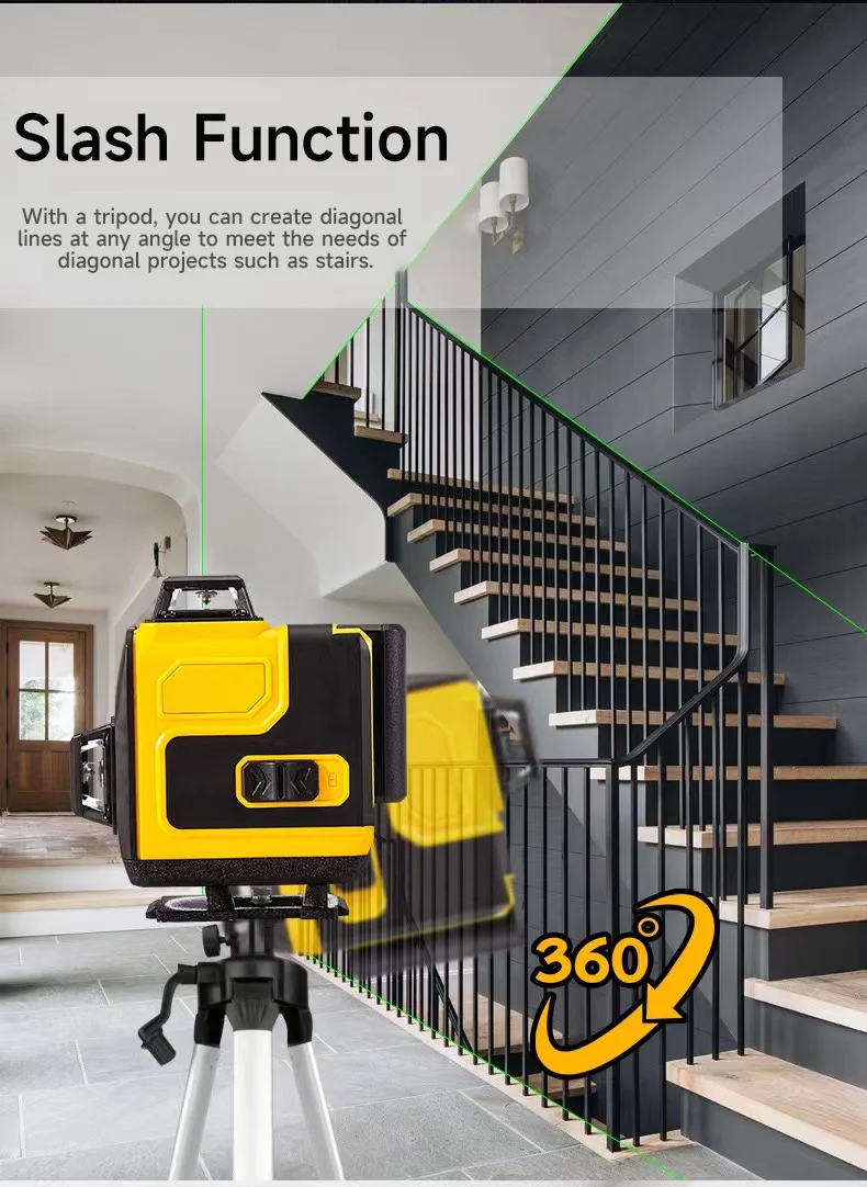 professional wall laser level 16 lines 4d 360 green beam self leveling rotary leveler laser vertical cross line laser levels