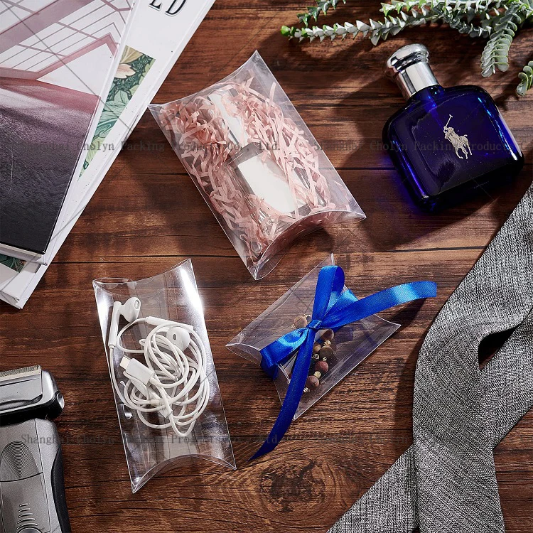 Wholesale customized transparent pvc pillow shaped plastic can cosmetic mixer sponge puff foundation make-up packing box