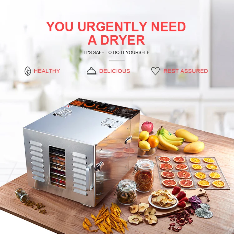 Huge capacity commercial industrial fruit and food dryer 10 trays stainless steel fruit vegetable meat dryer food dehydrator