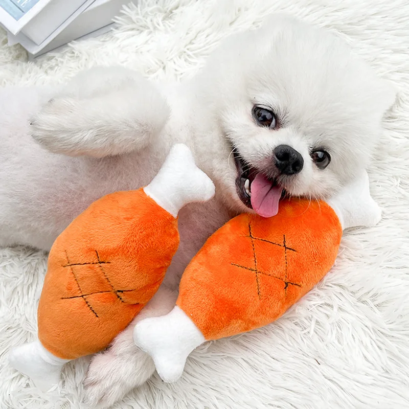 Chicken Leg Bone Shape Plush Toy Soft Plush Chew Squeaky Play Dog Toy Sounding Toy For Pet Dog Cat Puppy