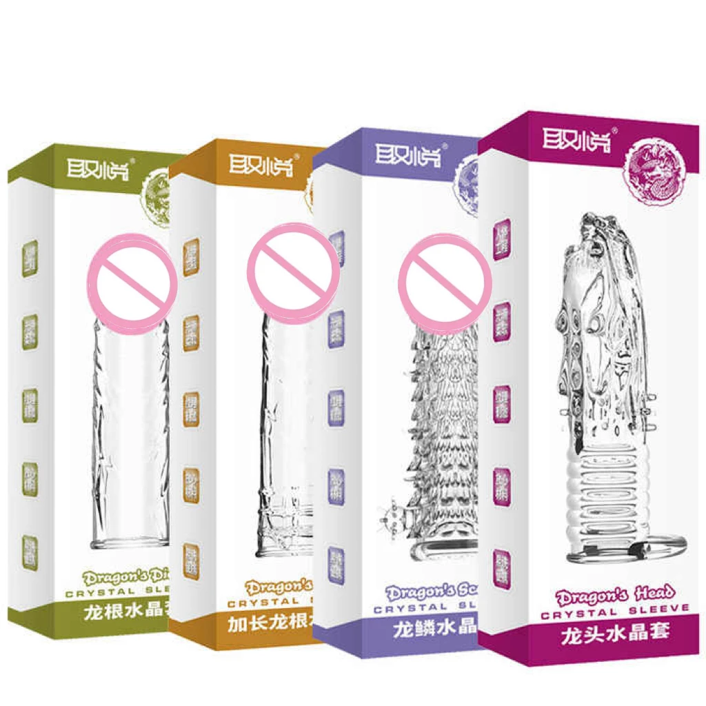 Funny Condom Two-Finger Crystal Wolf Braces Stimulate G-spot Private Parts Stimulating Particle Condom Adult Sex Toys
