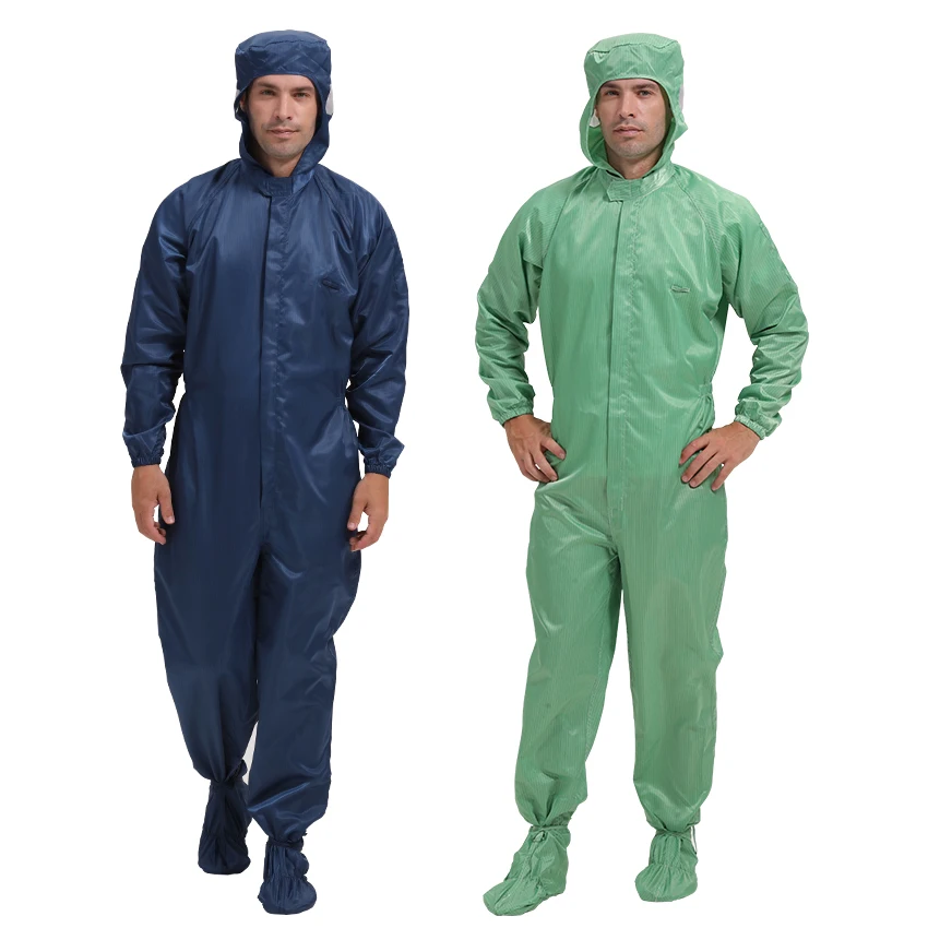 Washable Dust-proof Anti-static Jumpsuit ESD Garment Hooded and Shoe Cover One-piece Overall Cleanroom Clothes