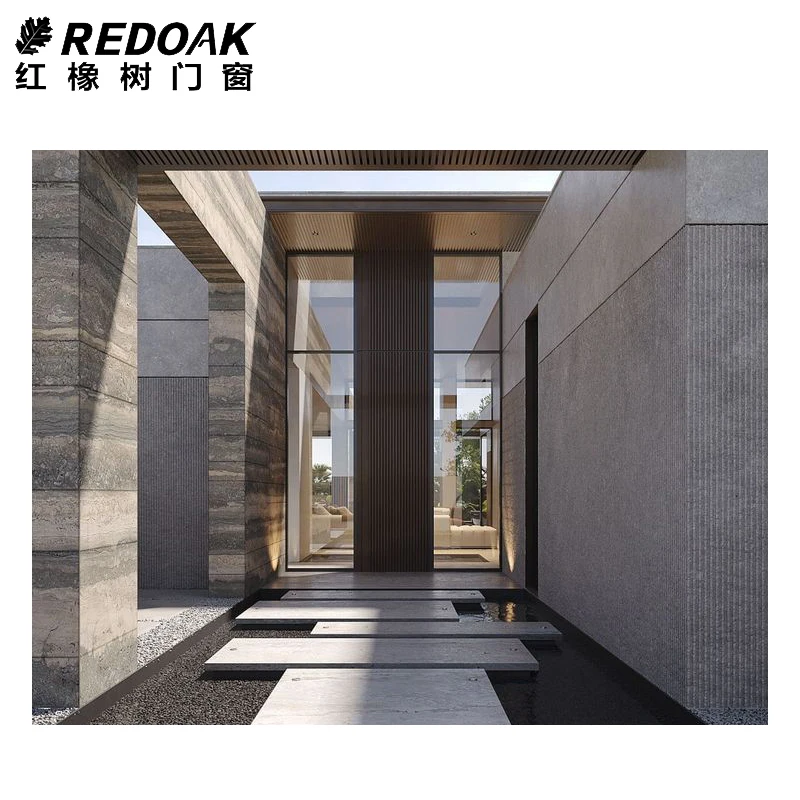 REDOAK Smart North American Exterior Aluminum Thermal Break Casement Door Double Panel Waterproof Glass Door Swing French Door