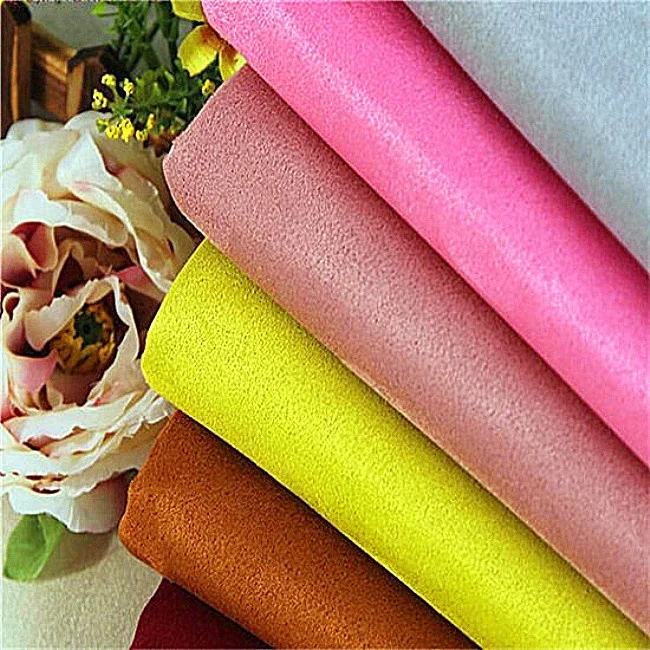 wholesale 100% micric  garment sofa hometextile shoes pillow fabric suede microfiber peach skin Upholstery