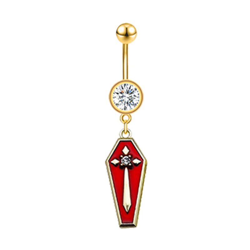 POENNIS Stainless Steel Halloween Body Piercing Jewelry Red Hat Cross Shape Navel Nipple Industry Barbell Body Piercing