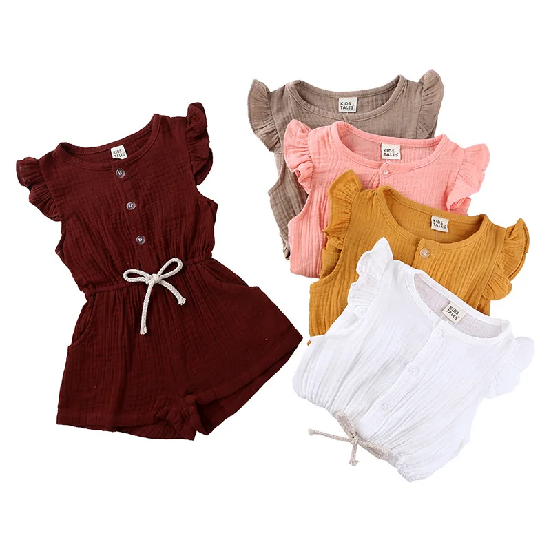 Summer Kids Gift Newborn Blank Rompers Outfit Cotton Muslin Kids Jumpsuit