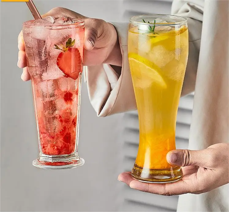 Gibraltar Octagonal Mojito Sparkling Glass Sublimation Beer Juice Fruit Tea Mug Straw Fruit Tea Beer Juice Sparkling Mojito
