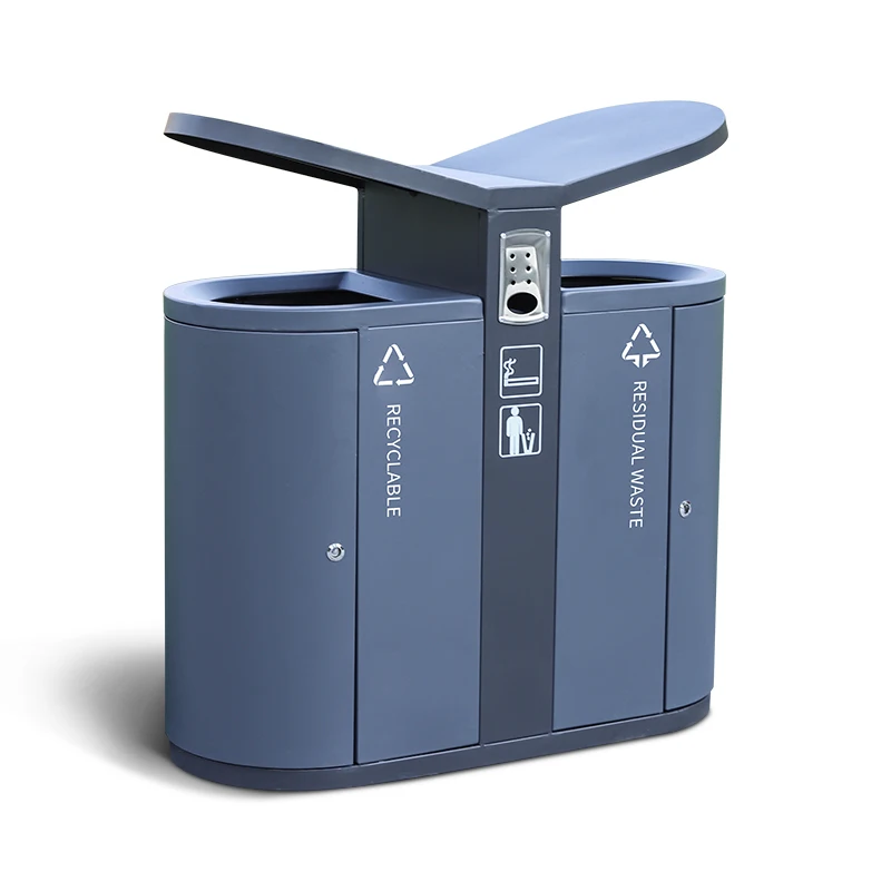 Steel dual 2 classified  trash can garbage bins for sale