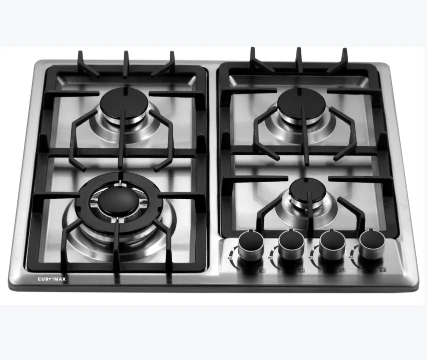 Stainless steel panel build in gas hob kitchen stove with Sabaf burner set
