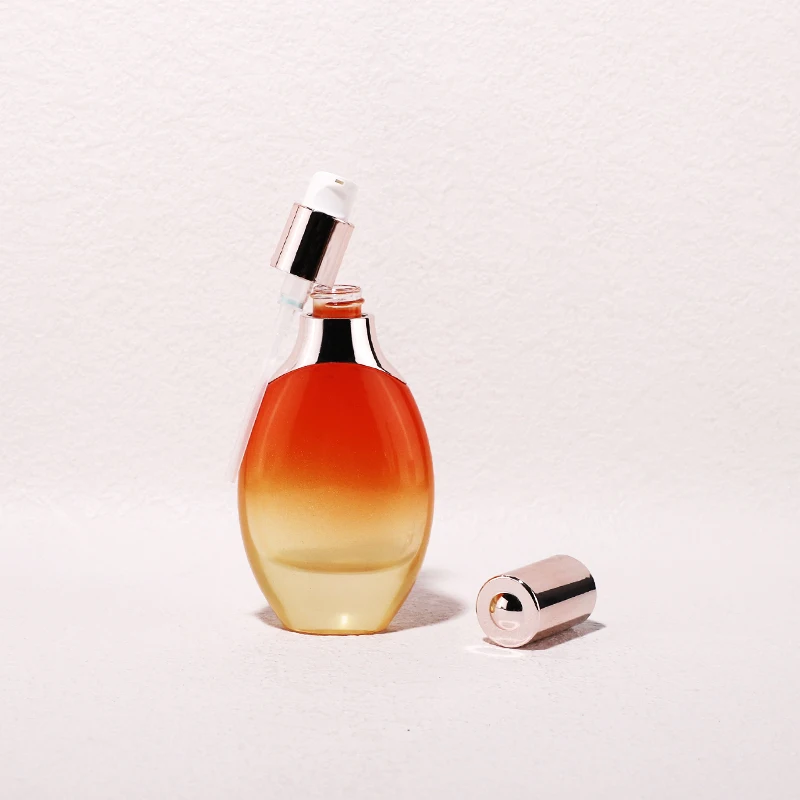 Customize  30 40 50 100 120 ml skin care facial glass bottle cosmetic bottle with electroplate lotion pump for serum