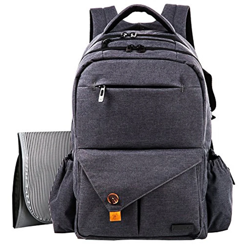 heather black Baby extra large diaper bags Backpack for dad or moms