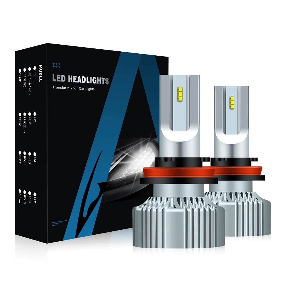 Наименьший размер Аврора патент 1 + 1 дизайн Светодиодная лампа для фар V5 5700K 9007 лм без вентилятора H8 9006 H7 Luces led H4