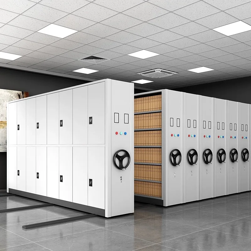 School Furniture Library Steel Sliding Cabinet Metal Movable Compact Filing Shelving Storage Shelves Mobile Compactor Shelving