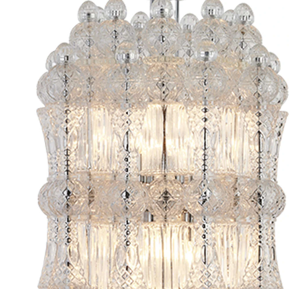 2024 New decorative glass lights chromium white color noble round villa chandelier Hand-made glass chandelier