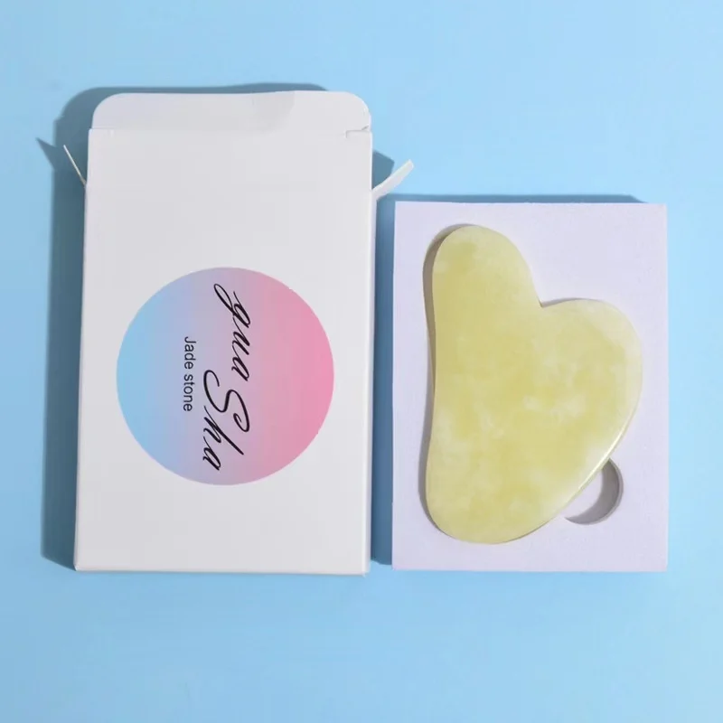 Wholesale natural beauty quartz real yellow face gua sha set face massage mini guasha stone tools