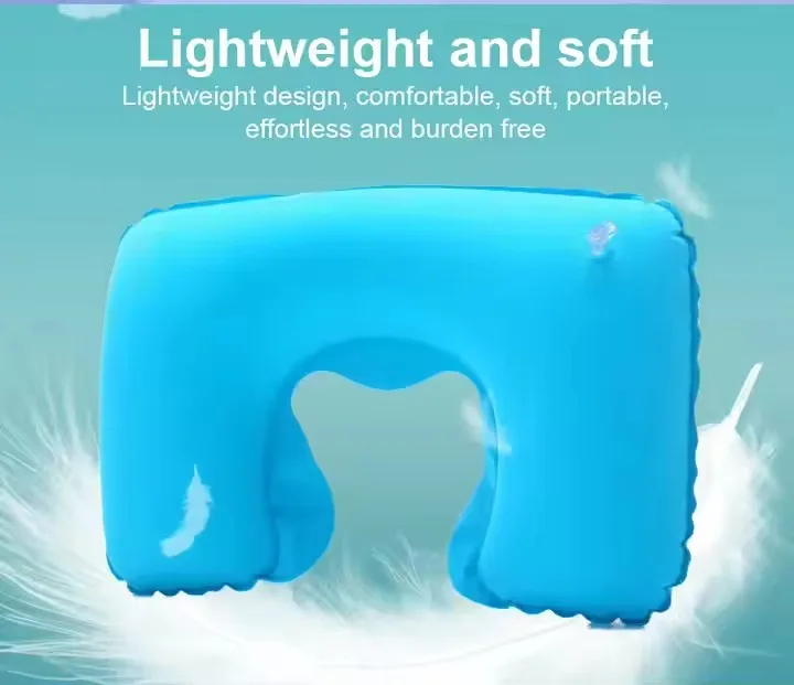 Travel U-shaped inflatable pillow, travel three-piece neck pillow, inflatable thickened flocking U-shaped air pillow