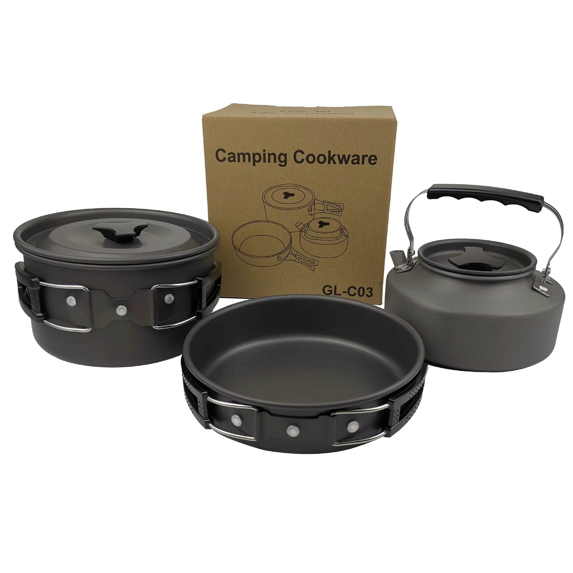 Factory Direct Price Camping Stainless Portable Cookware Set 2 To 3 People Outdoor Pot Cover