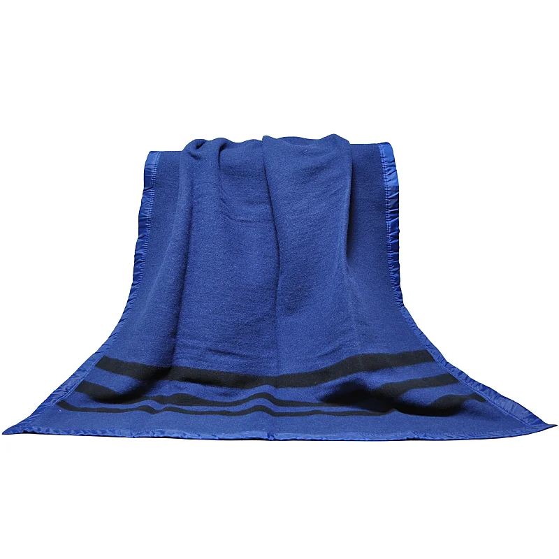 BLUE PHOENIX military military blankets 70% wool 30% polyester thick heavy winter refugee relief first aid satin trim