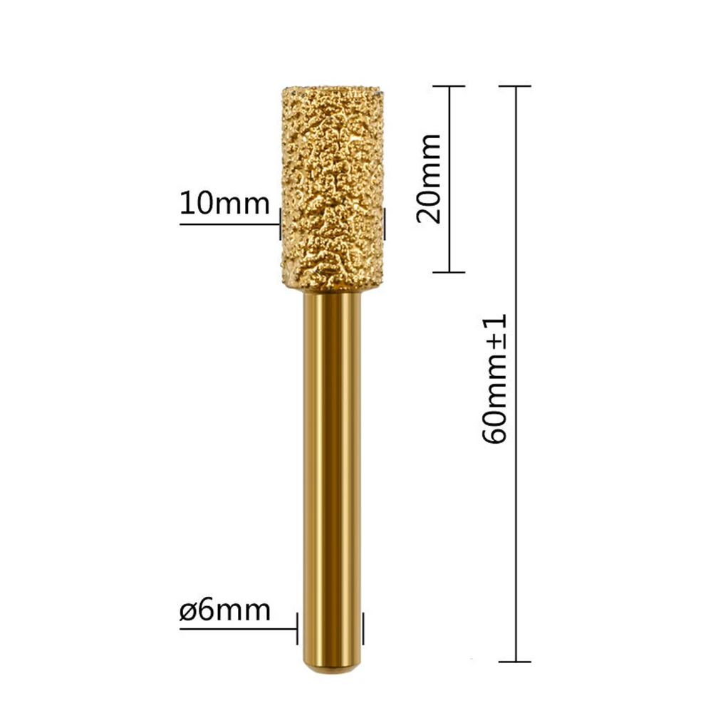 Vacuum Brazed Diamond Burring Head Grinding Bit Cylinder Type Filing Tools For Stone Polishing Rotary Tools Accessories
