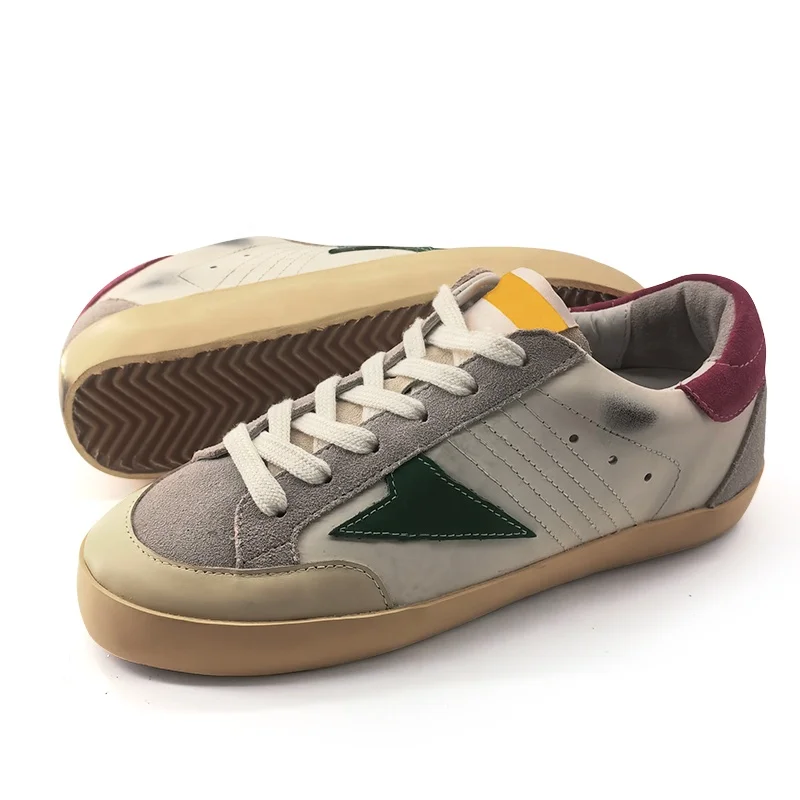 Drop Shipping Green Suede Super Star In Napa Leather Pink Ice-Gray Suede Heel  White Genuine Leather Sneakers Men Shoe For Women