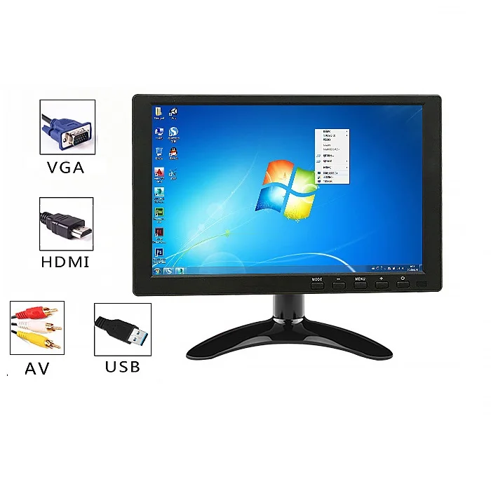 Portable Speaker LCD Screen Small Size 10 Inch LED Desktop Computer Monitor BNC Car TV Widescreen 10.1inch VGA HD-MI Monitor