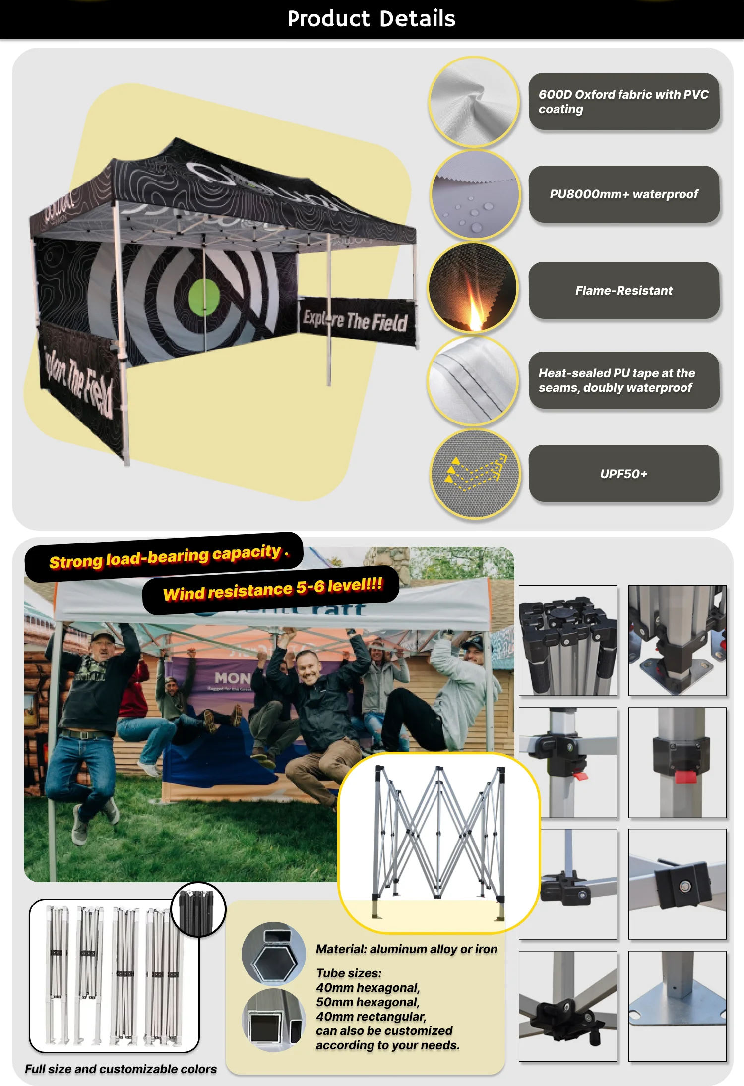 10X10 Custom Steel Canopy Tent Advertising Pop Up Tents For Trade Show Display Events Outdoor