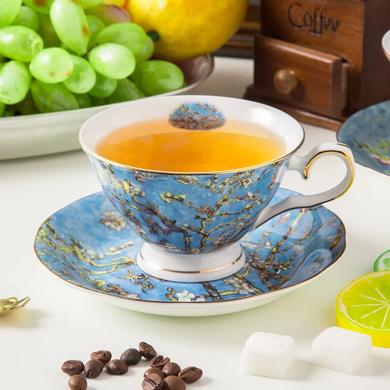 Wholesale Ceramic European Van Gogh Fine Bone China TeaCup Sets