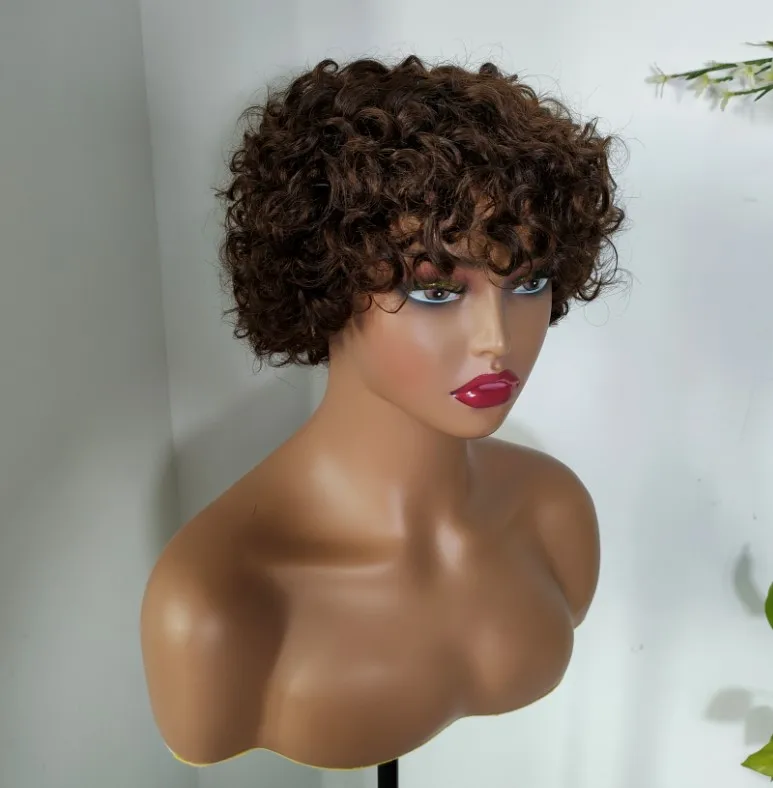 KEMY In Stock Big Discount New Arrival Kinky Curly Short 100% Peruvian Human Hair Wigs Black Natural Hair Wigs Fashion Style Wig