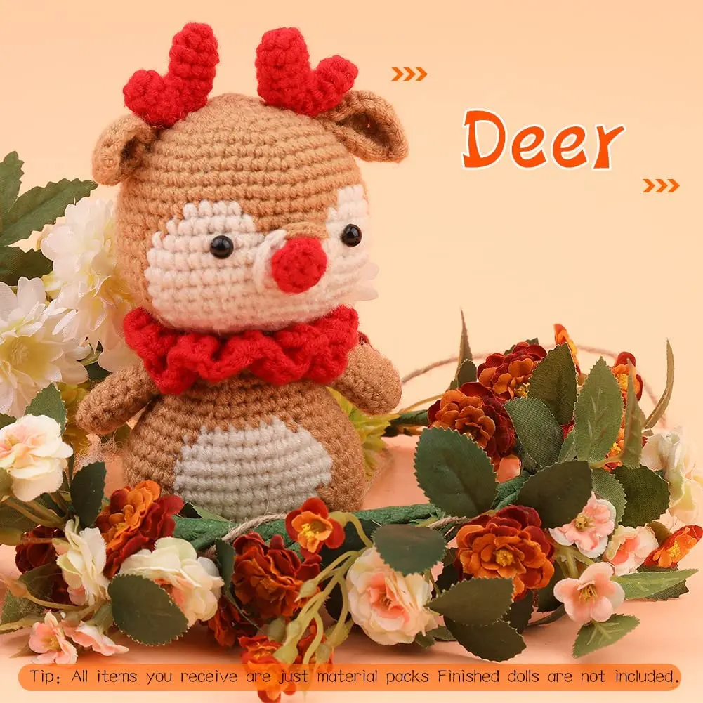 Amigurumis Deer Reindeer Crochet Doll Christmas Crochet Ornaments Christmas Toy Crochet Deer