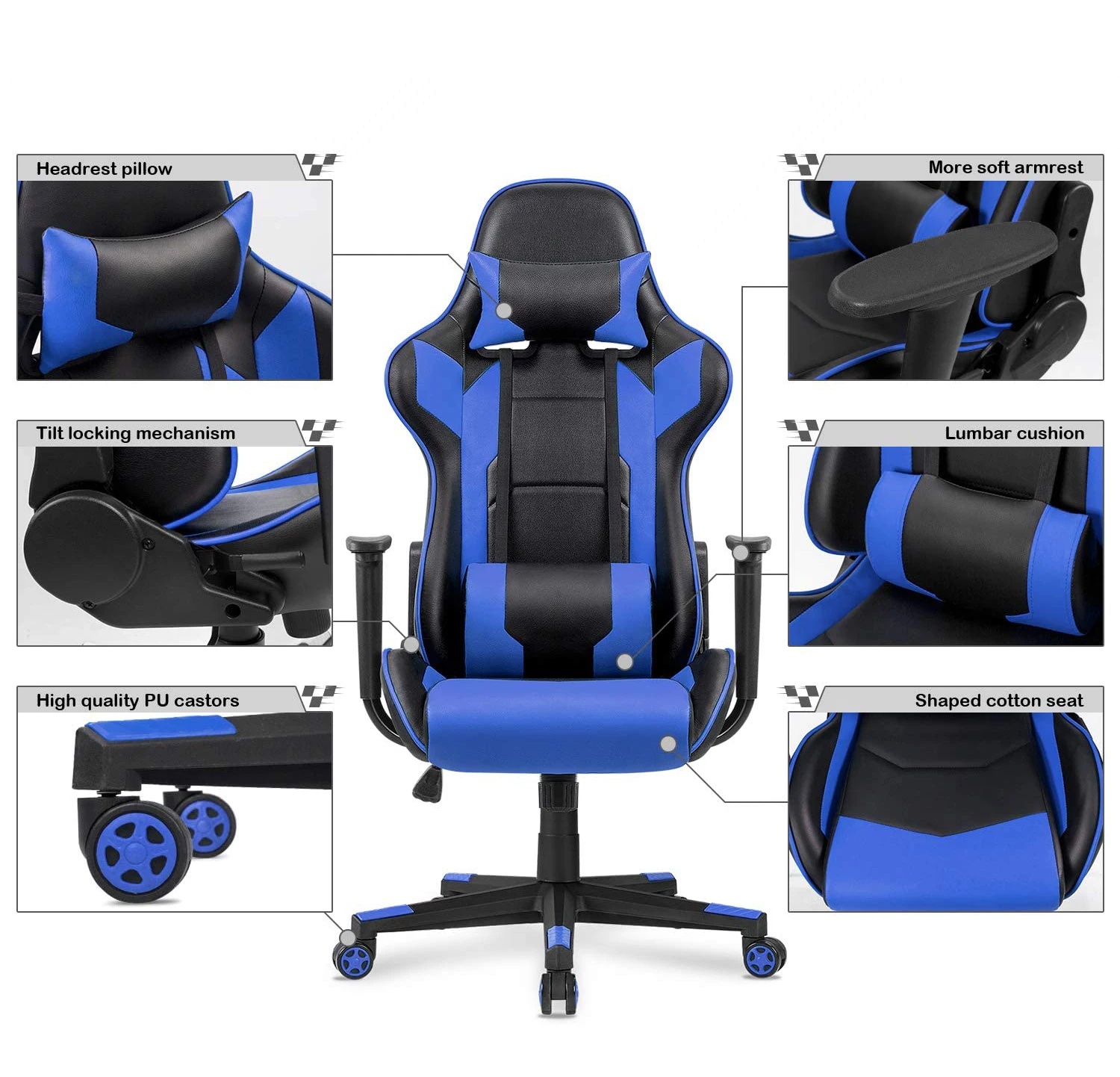 Игровое игровое кресло из искусственной кожи