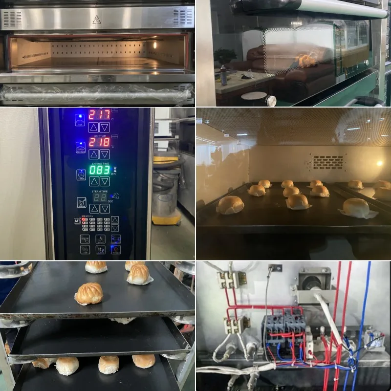 Easy Operation New Design Double Deck Pizza Oven Conveyor 2 Deck 6 Tray Oven Stone Deck Steam Oven