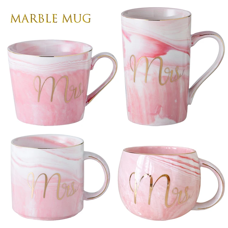 Anyihaojia OEM pink marble tazas nordic cups mug creative halloween ceramic christmas mug gift box custom holiday mugs with logo