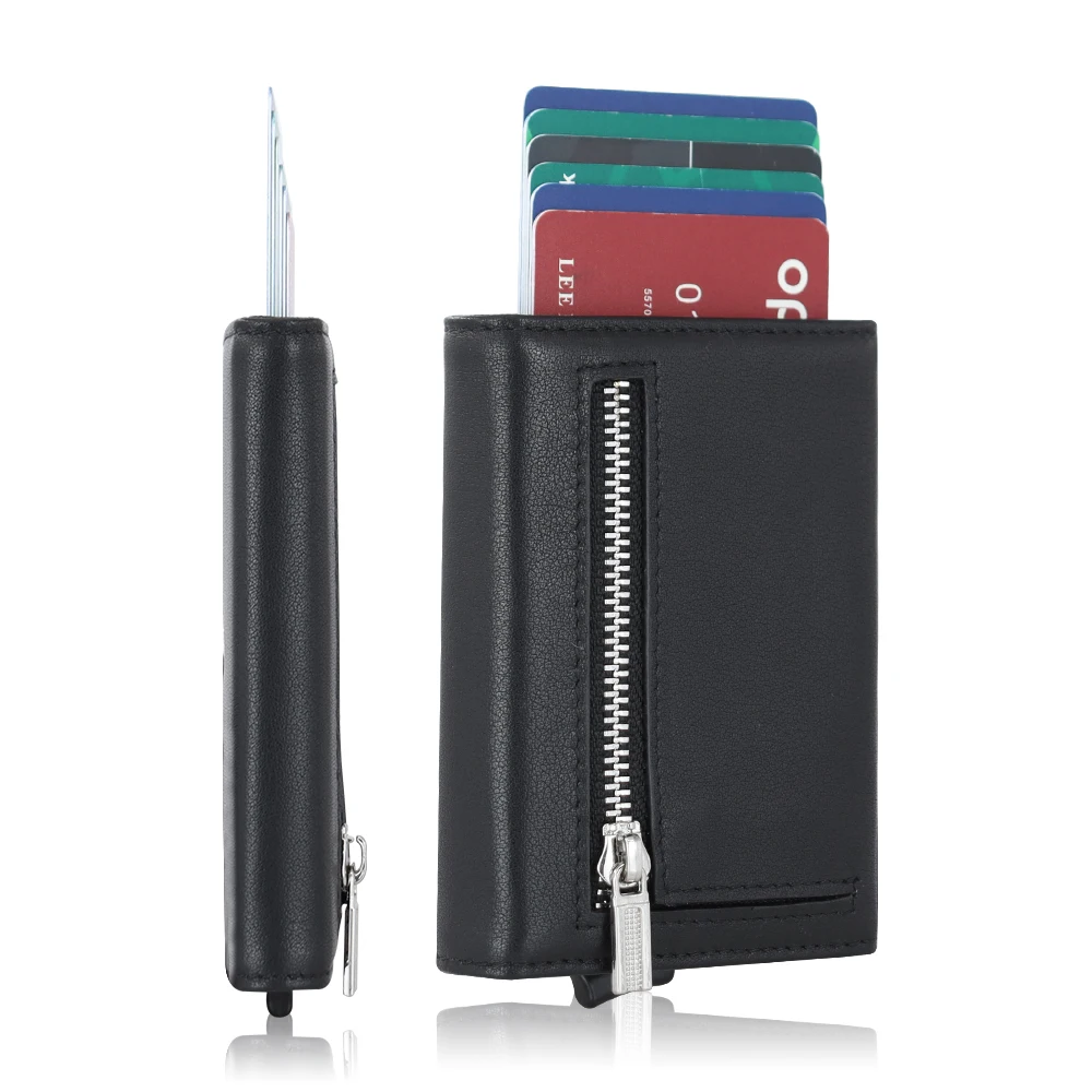 Mens RFID Blocking Minimalist Pop-Up Wallet Aluminum Metal Credit Card Case Wallet