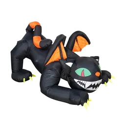 Outdoor yard festival Halloween inflated has wings LED cats decor inflatable evil expression cat decorations demon black cat