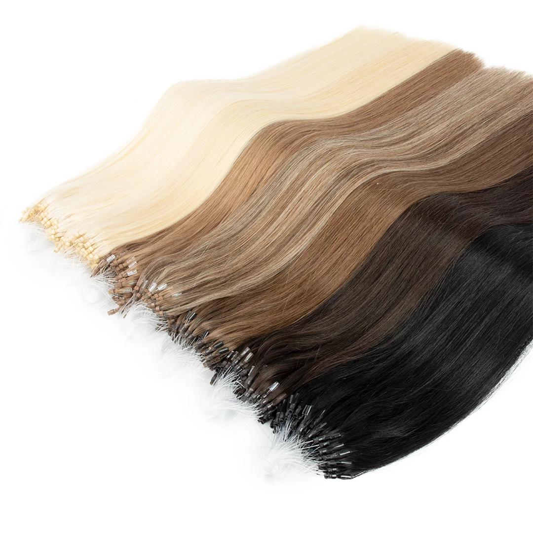 Wholesale high quality 12A grade Russian hair extension micro rings 100g for 100pcs cooper beads micro ring hair extensions loop