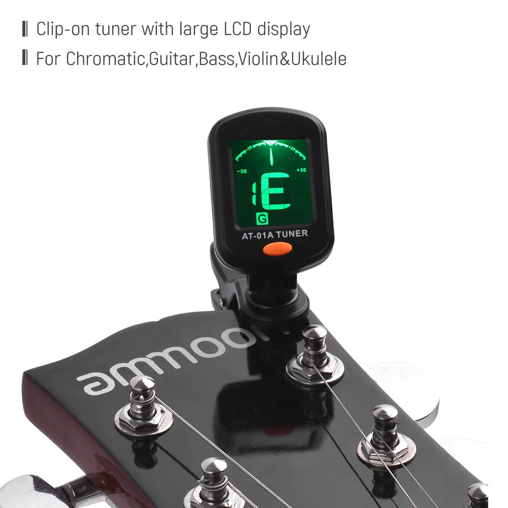 Guitar Tuner Rotatable Clip-on Tuner LCD Display for Chromatic Acoustic Guitar Bass Ukulele Guitar Accessories